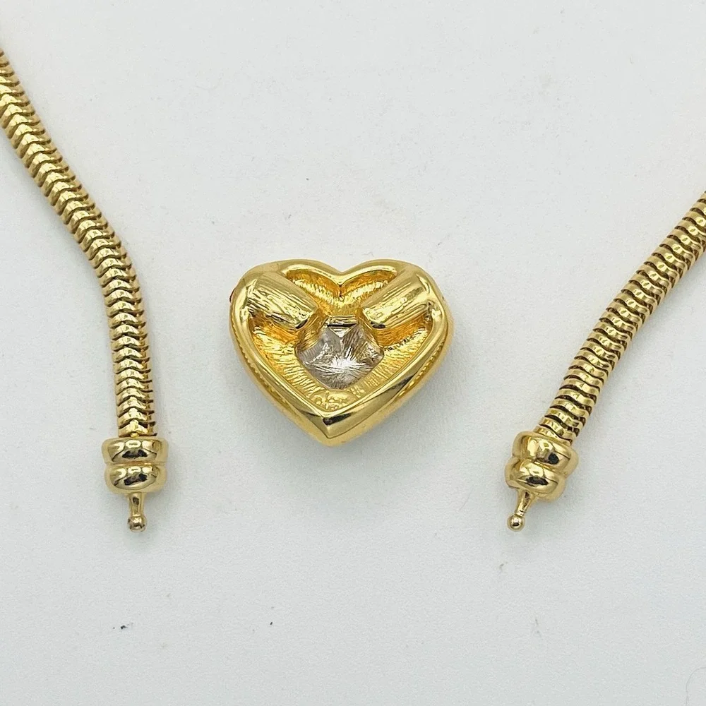 Vintage Joan Rivers Heart Necklace Gold Silver Interchangeable 1 Pendant Chain